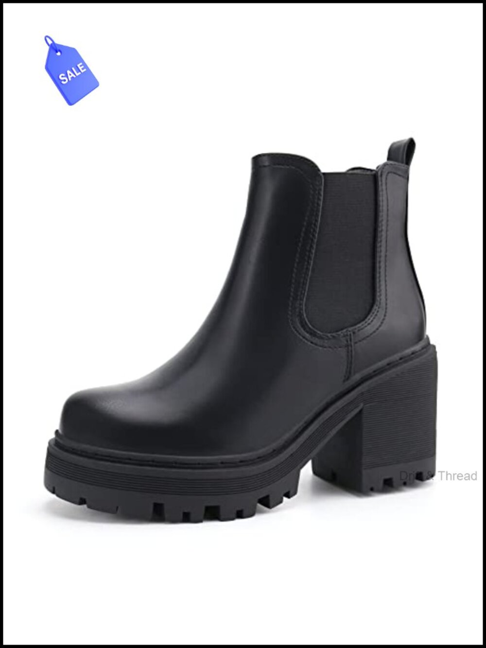 Women's Chelsea Platform Ankle Booties Rubber Sole Block Heel
